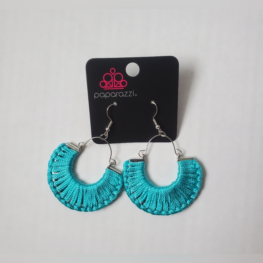 Paparazzi Teal Woven Earrings